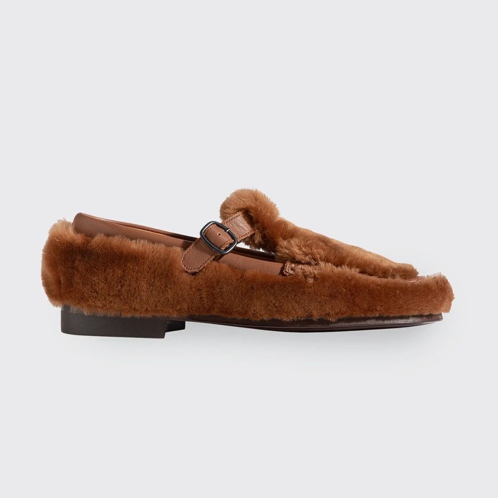 HEREU Alber Shearling Loafers, Cognac